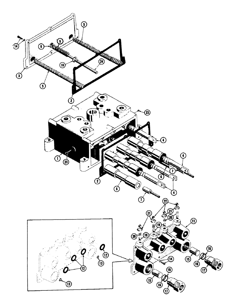 Схема запчастей Case 800 - (296) - TRANS, CONTROL VALVE ASSY., HOUSING, SPOOLS, SEALS (07) - HYDRAULIC SYSTEM