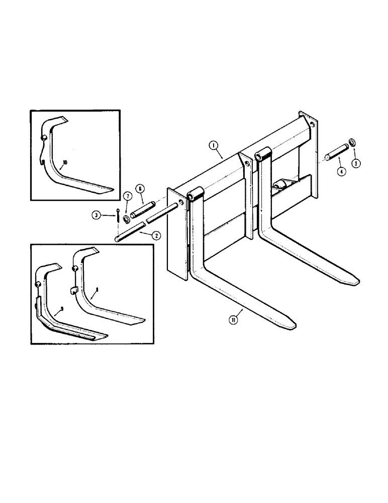 Схема запчастей Case 310G - (148) - LOGGING AND PALLET FORKS (05) - UPPERSTRUCTURE CHASSIS