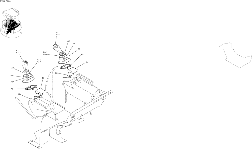 Схема запчастей Case CX27B - (01-028) - GRIP ASSY (90) - PLATFORM, CAB, BODYWORK AND DECALS