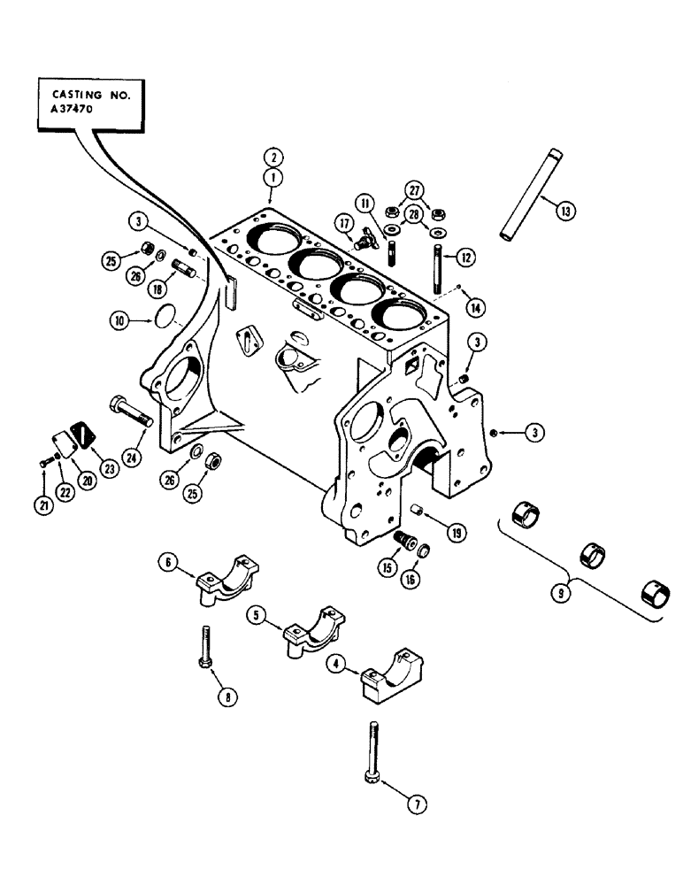 Схема запчастей Case 480CK - (036) - CYLINDER BLOCK ASSEMBLY, (148B) SPARK IGNITION ENGINE 