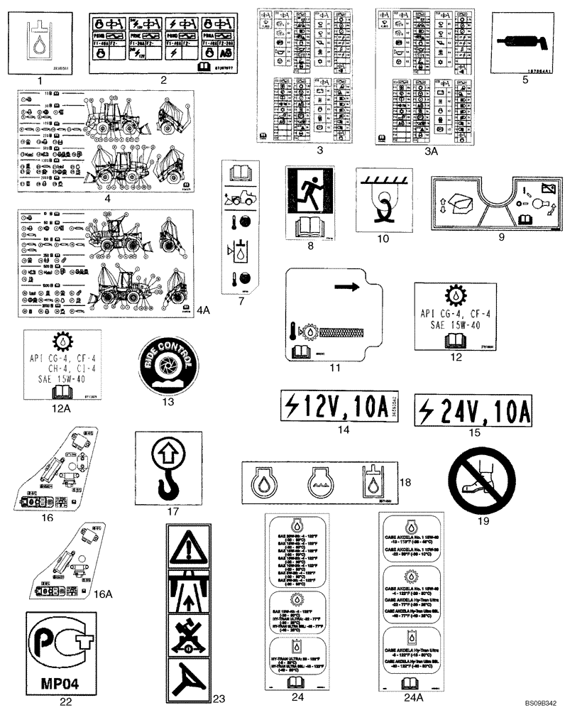 Схема запчастей Case 721E - (09-94) - DECALS - COMMON TO MODEL (09) - CHASSIS