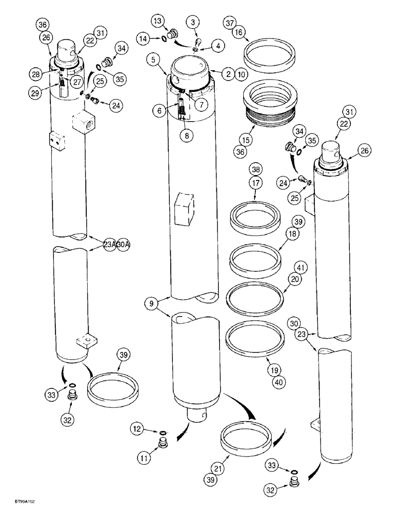 Схема запчастей Case 586E - (8-40) - 21 FOOT FREE LIFT MAST LIFT CYLINDERS (08) - HYDRAULICS