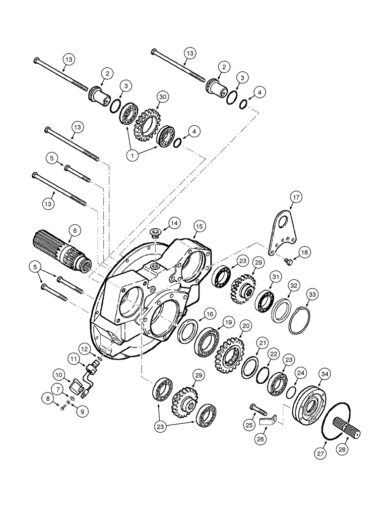 Схема запчастей Case 885 AWD - (06-14[01]) - TRANSMISSION - HOUSING AND INPUT SHAFT (06) - POWER TRAIN