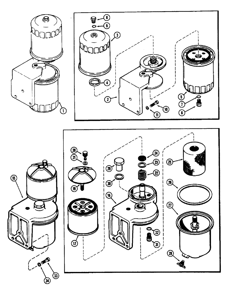 Схема запчастей Case 580B - (044) - FUEL FILTERS, (188) DIESEL ENGINE, SPIN-ON TYPE, 1ST USED ENG SN 2718490 CAN TYPE PRIOR SN 2718490 (03) - FUEL SYSTEM