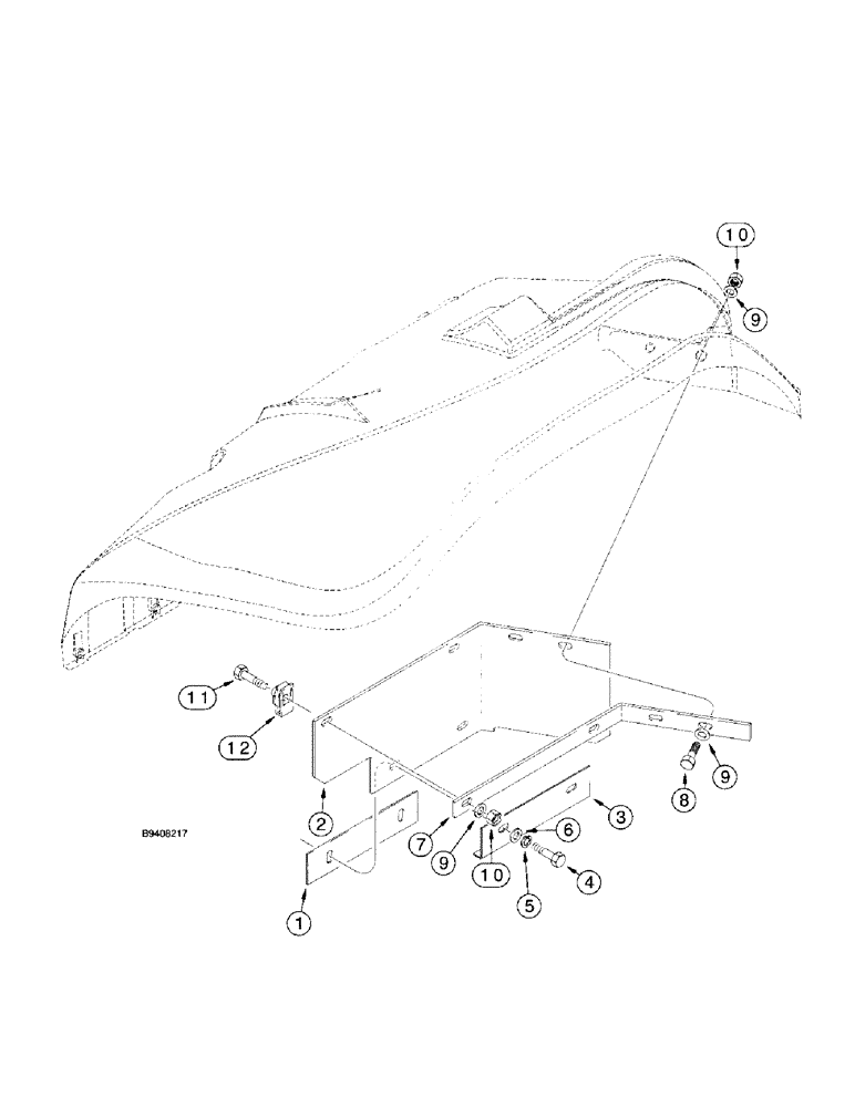 Схема запчастей Case 580L - (9-075) - MUD GUARD (09) - CHASSIS/ATTACHMENTS