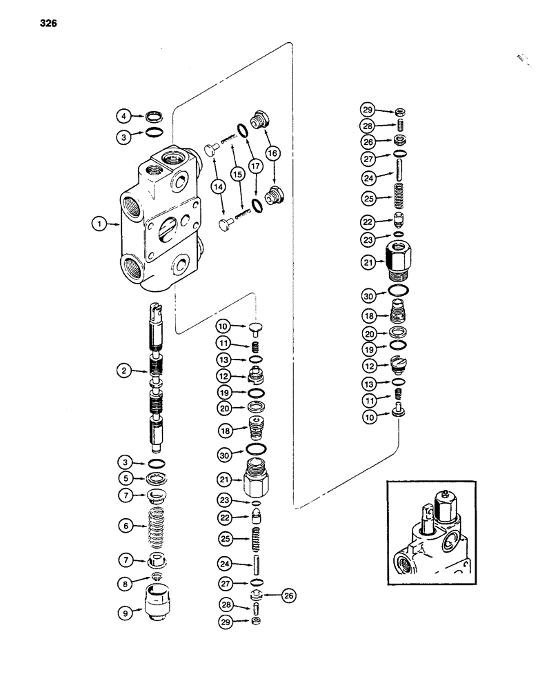 Схема запчастей Case 480D - (326) - BACKHOE CONTROL VALVE, SWING SECTION, 480D MODELS ONLY (35) - HYDRAULIC SYSTEMS