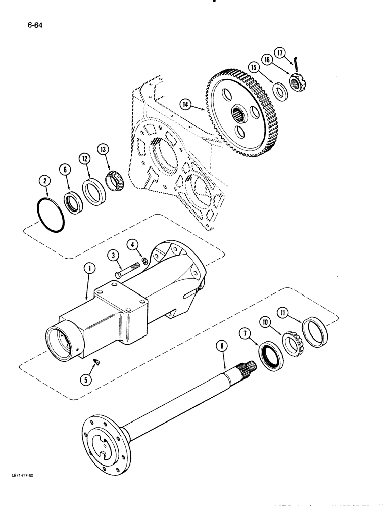 Схема запчастей Case 480E - (6-64) - TRANSAXLE, REAR AXLE (06) - POWER TRAIN