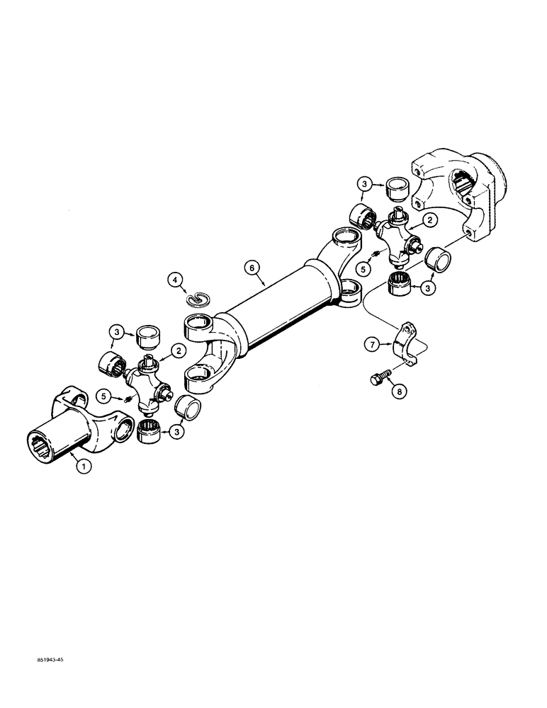 Схема запчастей Case 480F - (6-22) - DRIVE SHAFT, POWER SHUTTLE TO TRANSAXLE (06) - POWER TRAIN