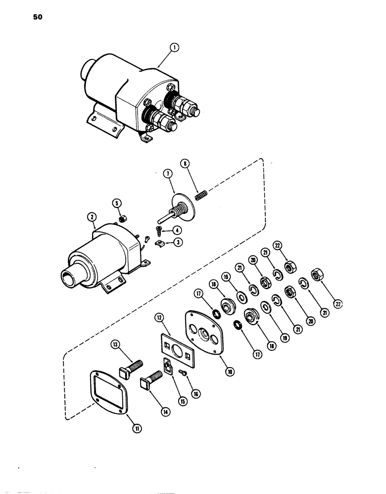 Схема запчастей Case 680E - (050) - A42376 SOLENOID, 336BD DIESEL ENGINE (55) - ELECTRICAL SYSTEMS