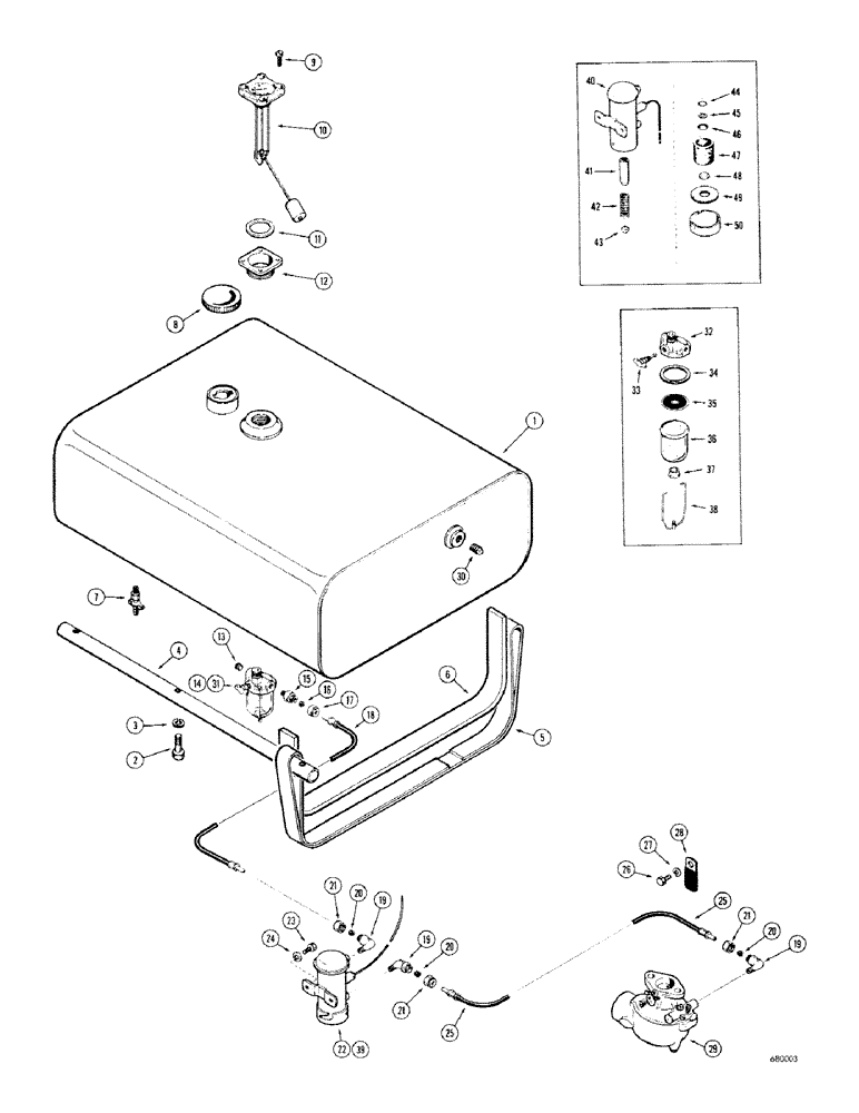 Схема запчастей Case 680CK - (056) - FUEL TANK, (251) SPARK IGNITION ENGINE (10) - ENGINE