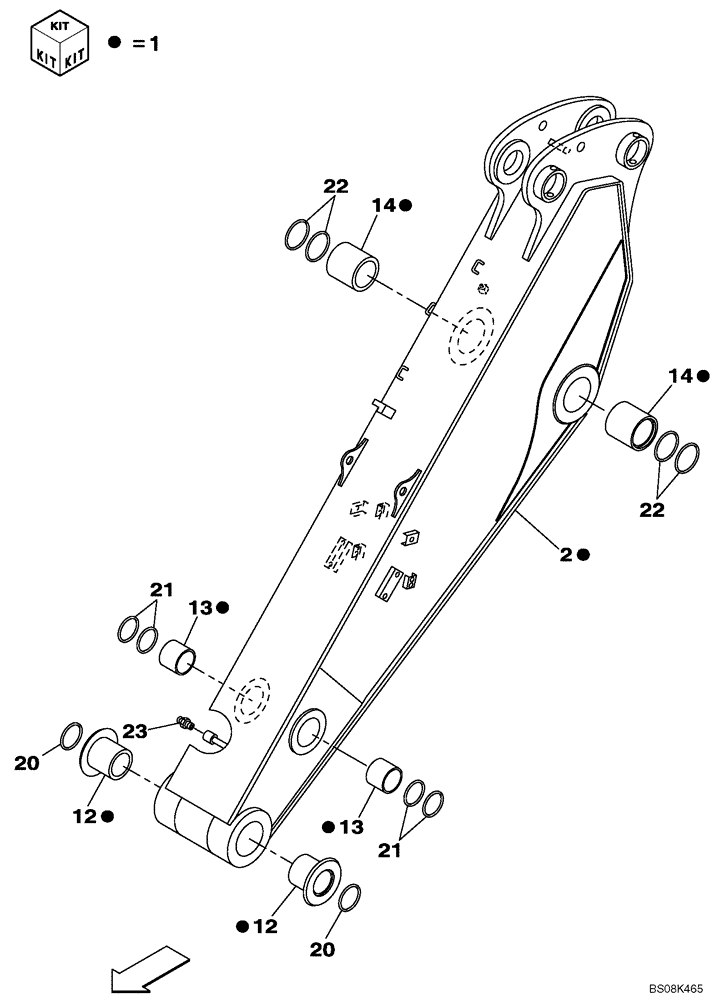 Схема запчастей Case CX800B - (09-55) - ARM - SHORT (3.00 M) (09) - CHASSIS