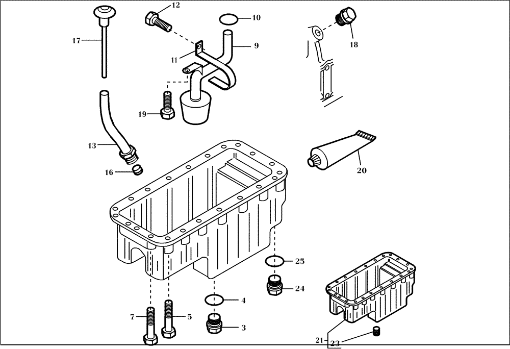 Схема запчастей Case 21D - (95.002[001]) - OIL PAN ASSY (S/N 561101-UP) No Description