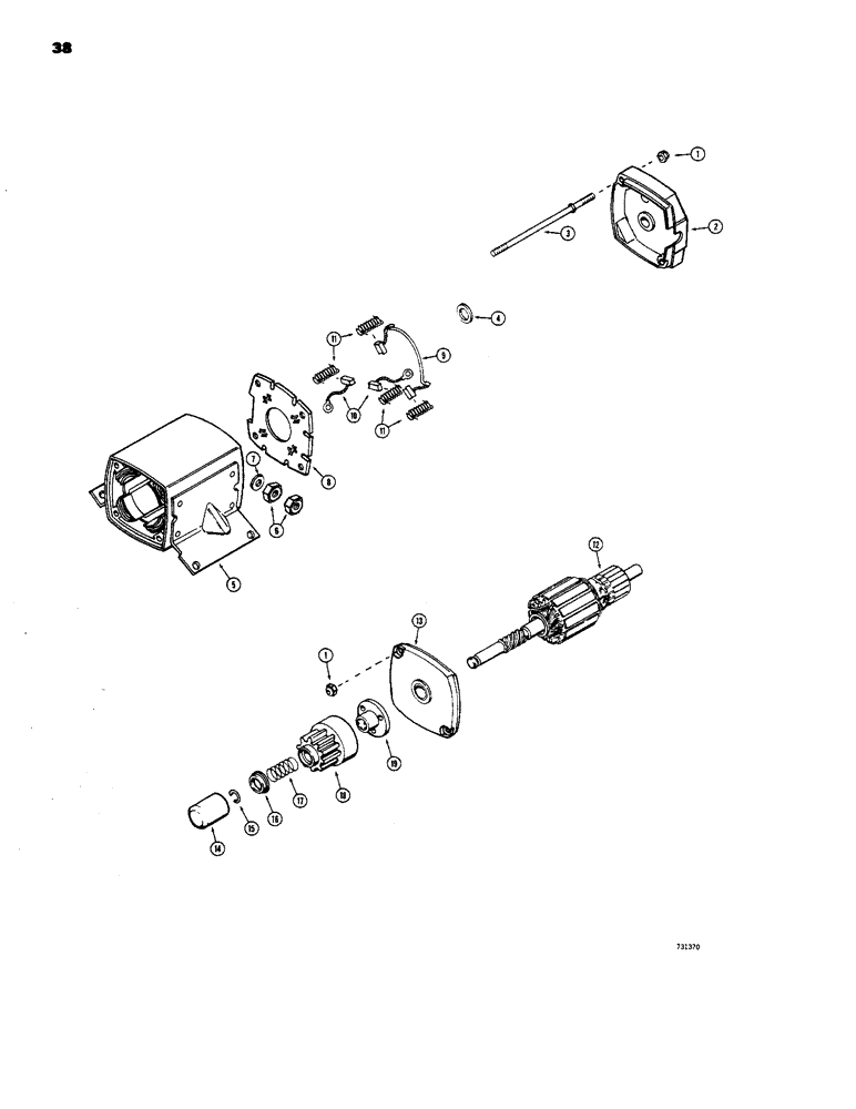 Схема запчастей Case 1816B - (38) - D61880 STARTER, TECUMSEH NO. 33835, SQUARE HOUSING (55) - ELECTRICAL SYSTEMS