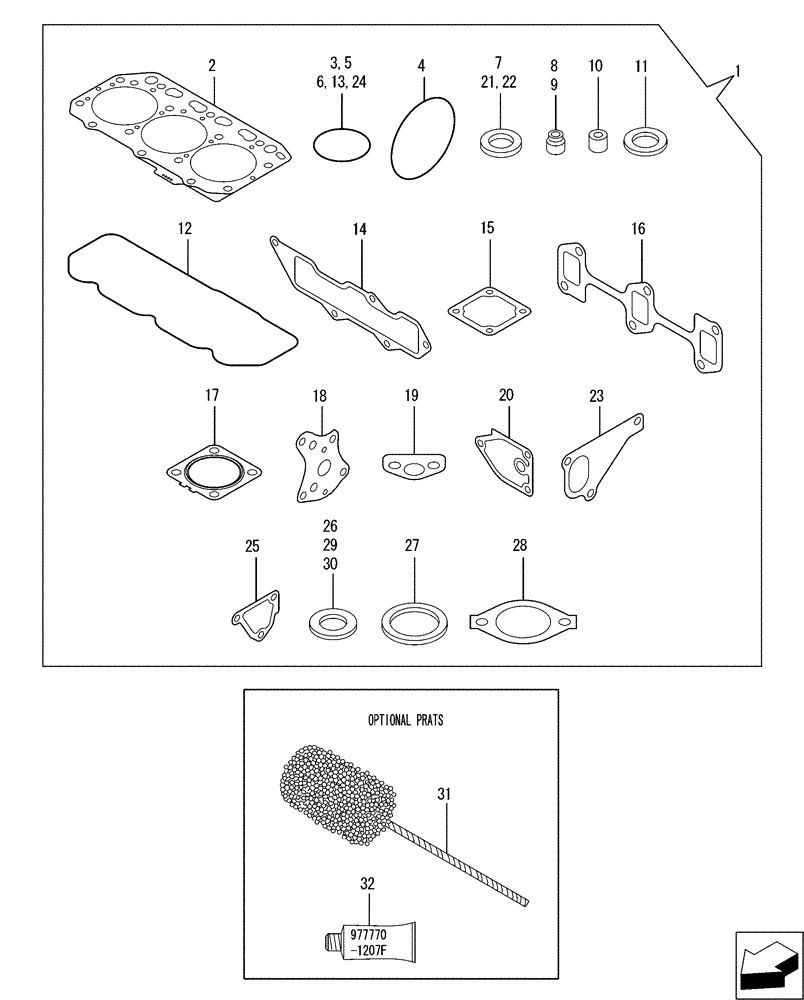 Схема запчастей Case CX36B - (08-017[00]) - GASKET SET (10) - ENGINE