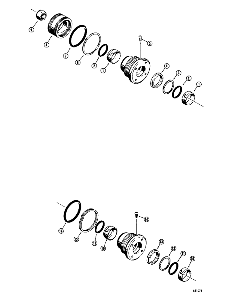 Схема запчастей Case 680CK - (258) - CYLINDER PACKING KITS, 3" CYLINDER TUBE I.D. X 1-3/4" PISTON ROD (35) - HYDRAULIC SYSTEMS