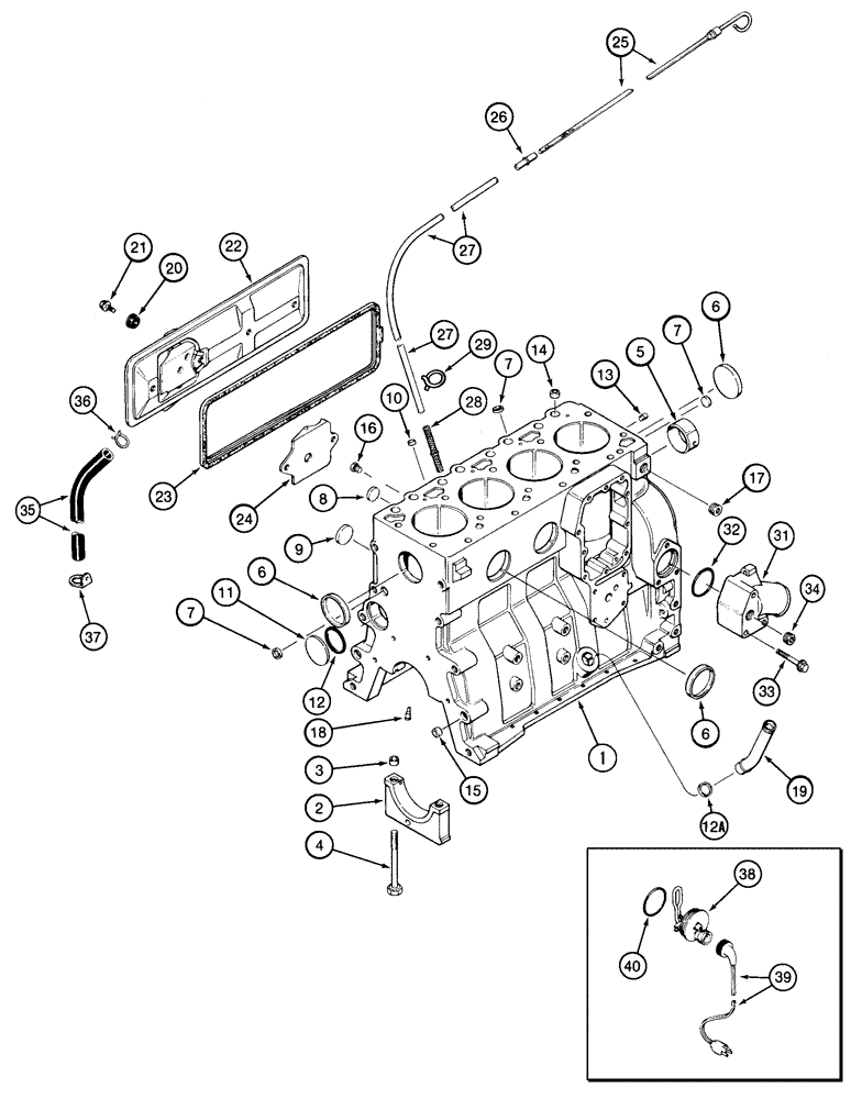 Схема запчастей Case 90XT - (02-26) - CYLINDER BLOCK NORTH AMERICA - JAF0245224, 4T-390 ENGINE, PRIOR TO ENGINE SERIAL NUMBER 45537238 (02) - ENGINE