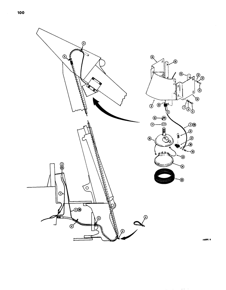 Схема запчастей Case 680E - (100) - ELECTRICAL SYSTEM, DIPPER LIGHT FOR NON-EXTENDABLE DIPPER (55) - ELECTRICAL SYSTEMS