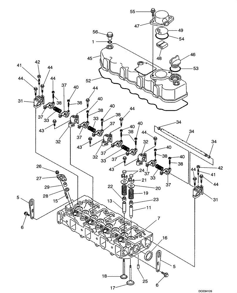 Схема запчастей Case CX47 - (02-16[00]) - CYLINDER HEAD AND COVER (02) - ENGINE