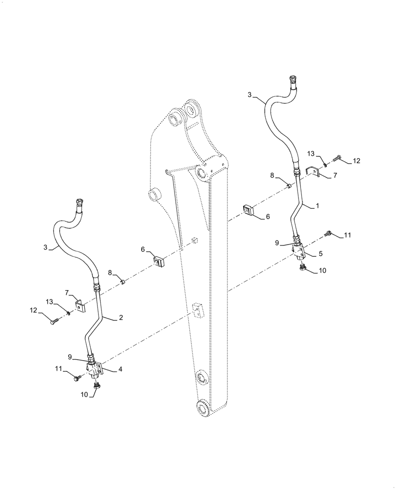 Схема запчастей Case CX31B - (03-027[00]) - HYD LINES, ARM 1.47M, NIBBLER & BREAKER (35) - HYDRAULIC SYSTEMS