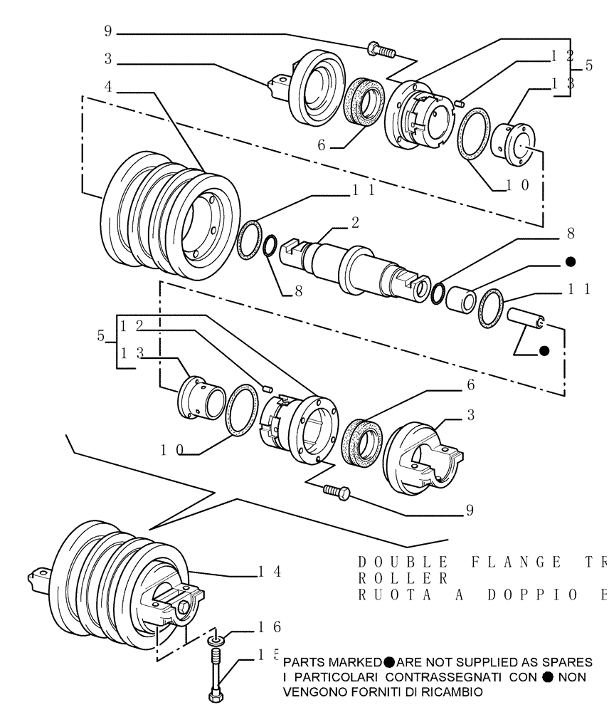 Схема запчастей Case 1850K LT - (9.341[02]) - TRACK FRAME - 8 ROLLERS - OPTIONAL CODE 76078108 (19) - OPTIONS