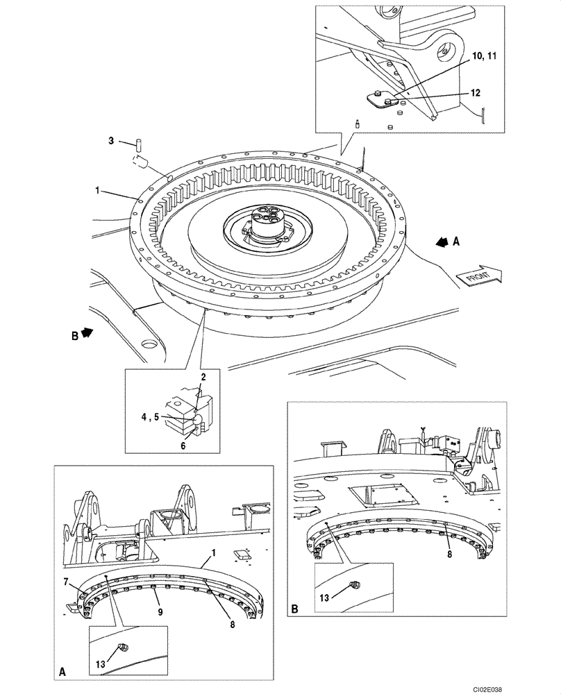 Схема запчастей Case CX135SR - (09-01) - TURNTABLE BEARING (09) - CHASSIS/ATTACHMENTS