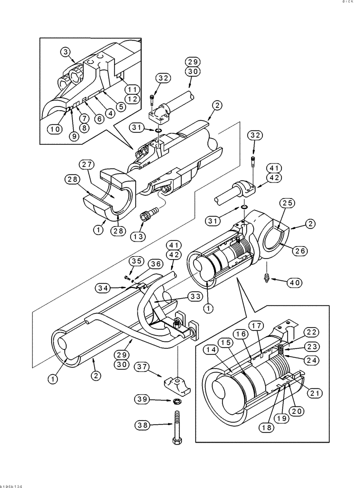 Схема запчастей Case 9050B - (8-152) - BOOM CYLINDERS (08) - HYDRAULICS