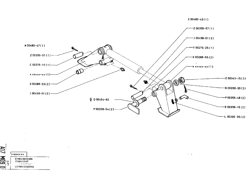 Схема запчастей Case TY45 - (A17 M09.0) - STABILIZERS (04) - UNDERCARRIAGE