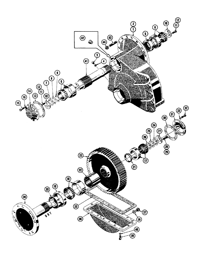 Схема запчастей Case 800 - (128) - TRANSMISSION INSTALLATION, FINAL DRIVE (STANDARD) (03) - TRANSMISSION