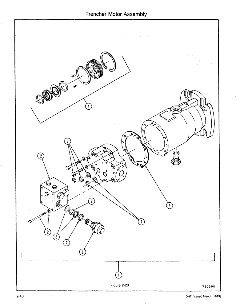 Схема запчастей Case DH7 - (2-40) - TRENCHER MOTOR ASSEMBLY (35) - HYDRAULIC SYSTEMS