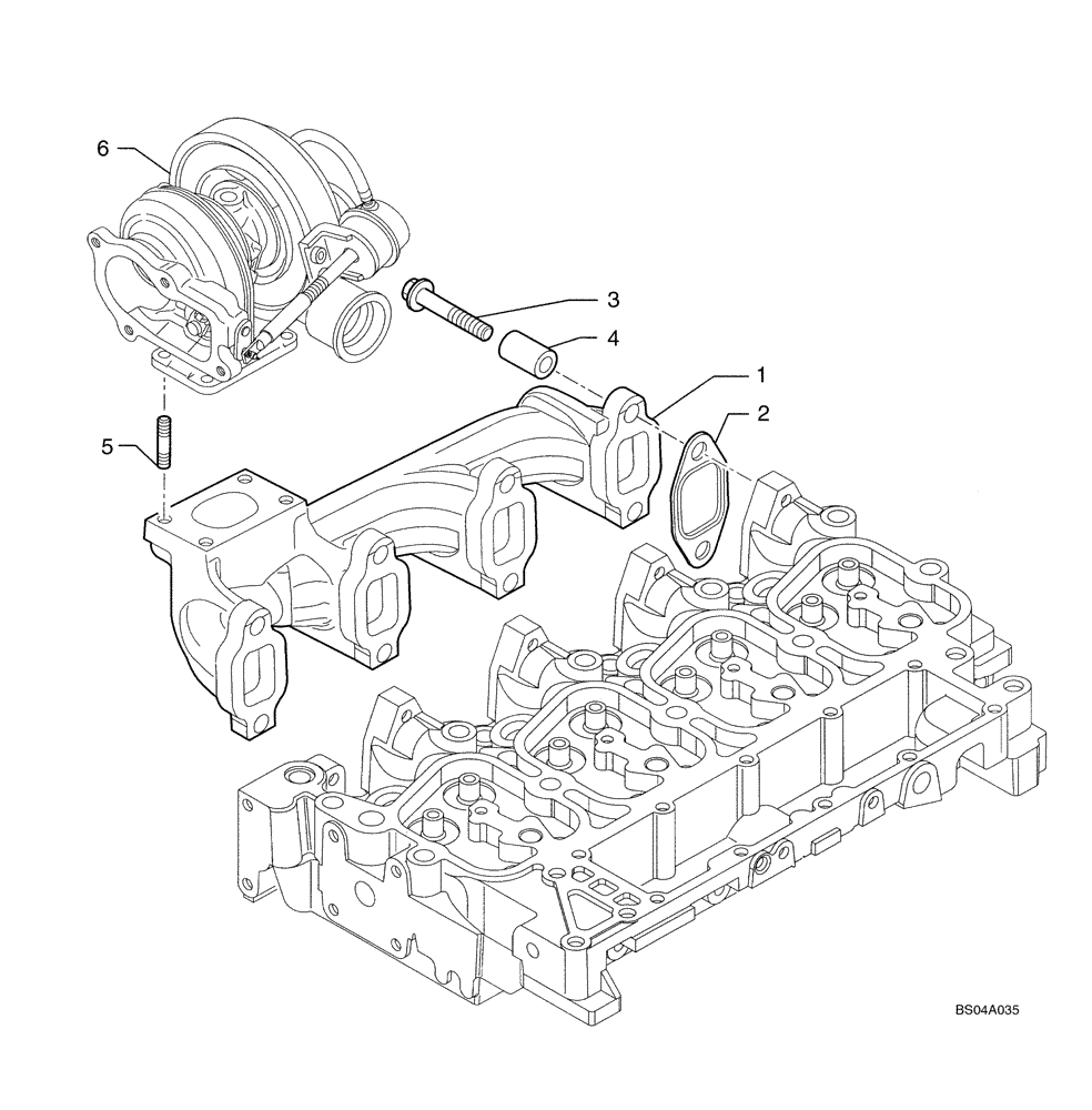 Схема запчастей Case 590SM - (02-20) - MANIFOLD - EXHAUST (02) - ENGINE