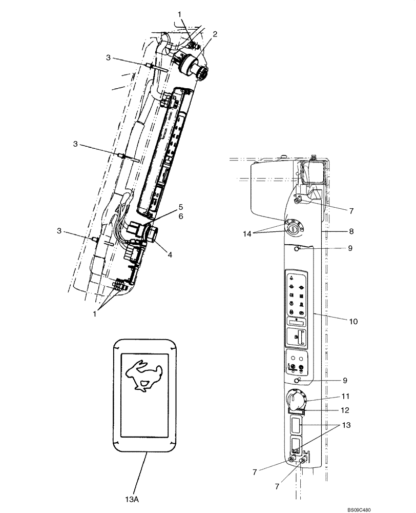 Схема запчастей Case 420 - (04-09) - CONSOLE - RH (04) - ELECTRICAL SYSTEMS