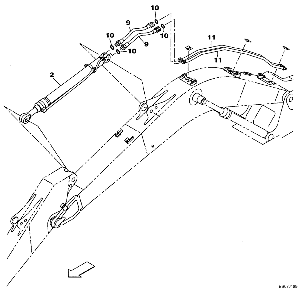 Схема запчастей Case CX130B - (08-12) - HYDRAULICS - ARM CYLINDER LINE (08) - HYDRAULICS