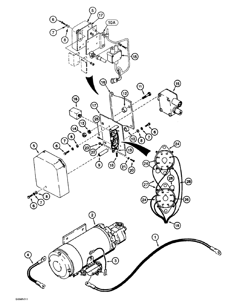 Схема запчастей Case 621B - (4-34) - AUXILIARY STEERING ELECTRICAL CIRCUIT, PRIOR TO P.I.N. JEE0042310 (04) - ELECTRICAL SYSTEMS