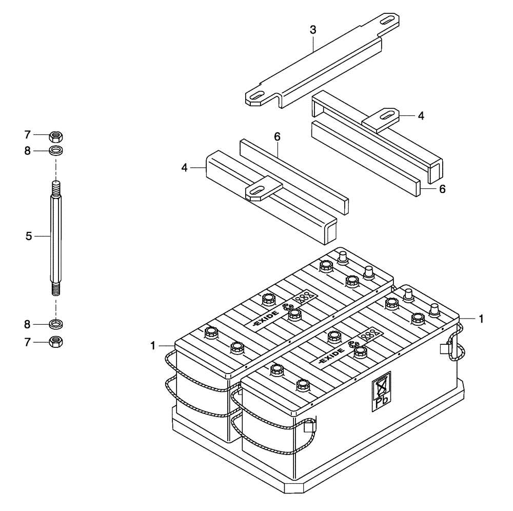 Схема запчастей Case 330 - (62A00020560[01]) - BATTERY BOX INSTALLATION (13) - Electrical System / Decals