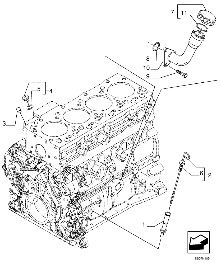 Схема запчастей Case 580M - (02-30) - ENGINE OIL DIPSTICK (02) - ENGINE