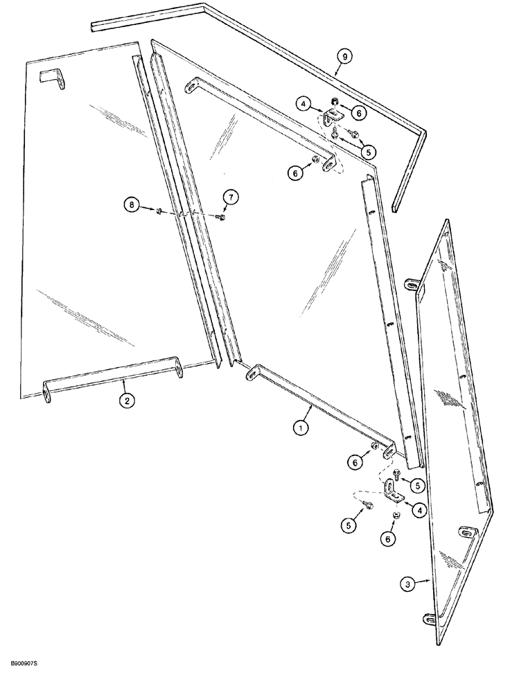 Схема запчастей Case 921 - (9-078) - CANOPY WINDSHIELD AND WIPER KIT (09) - CHASSIS/ATTACHMENTS