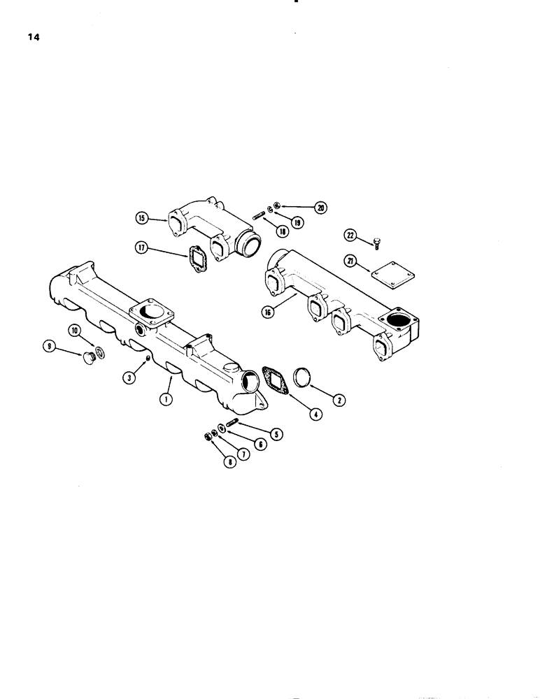 Схема запчастей Case W20 - (014) - MANIFOLDS, (401 BD) DIESEL ENGINE (02) - ENGINE