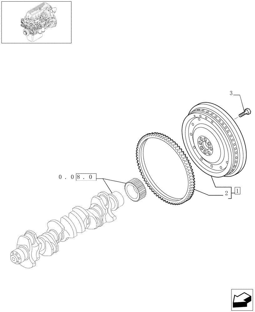 Схема запчастей Case F3AE0684D B001 - (0.08.3[01]) - FLYWHEEL (500386692) 