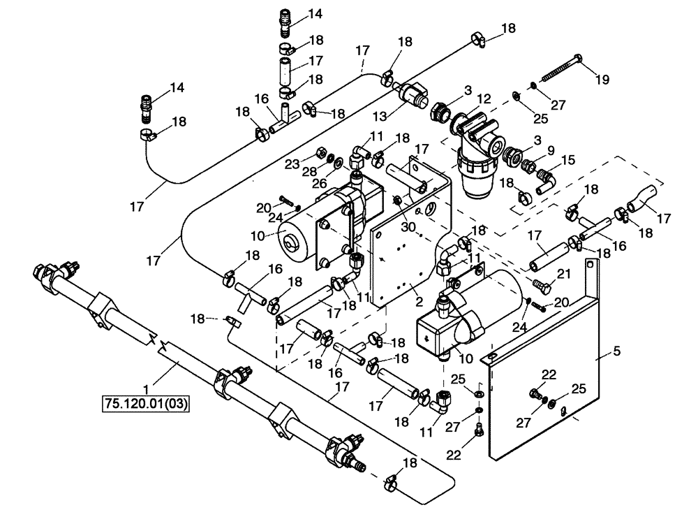 Схема запчастей Case DV213 - (75.120.01[02]) - WATER SPRINKLING SYSTEM (GROUP 94-ND135194) (75) - SOIL PREPARATION