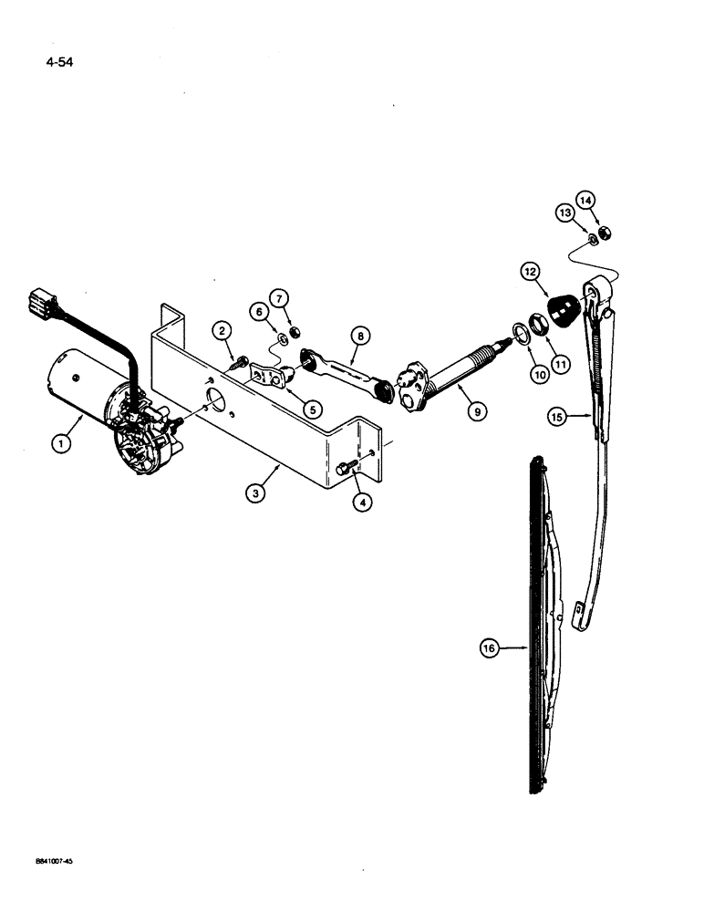 Схема запчастей Case W14B - (4-54) - CAB FRONT WIPER (04) - ELECTRICAL SYSTEMS