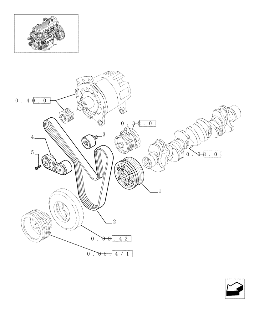 Схема запчастей Case F2CE9684D E001 - (0.08.4[01]) - PULLEY - CRANKSHAFT (504036951) 