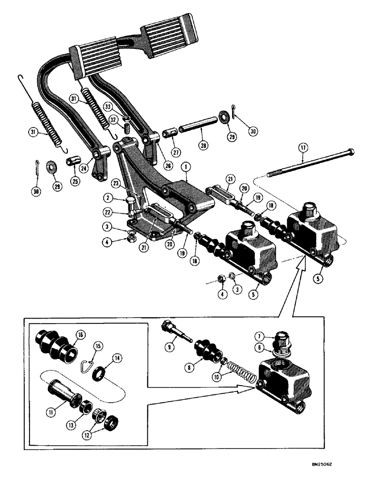 Схема запчастей Case 1000D - (134) - BRAKE PEDALS (04) - UNDERCARRIAGE