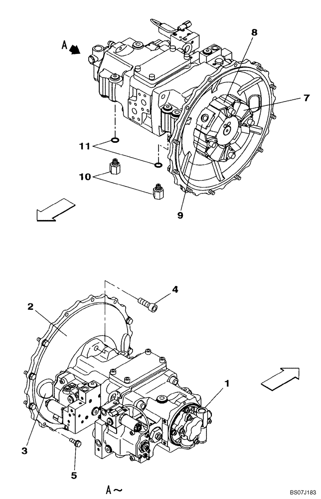 Схема запчастей Case CX130B - (08-03) - PUMP ASSY, HYDRAULIC - STANDARD - COUPLING - W/O LOW FLOW AND/OR BLADE (08) - HYDRAULICS