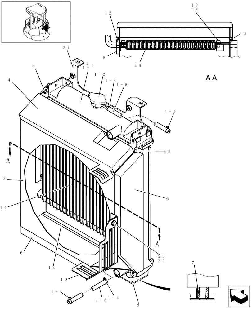 Схема запчастей Case CX36B - (034-01[1-01]) - RADIATOR (10) - ENGINE