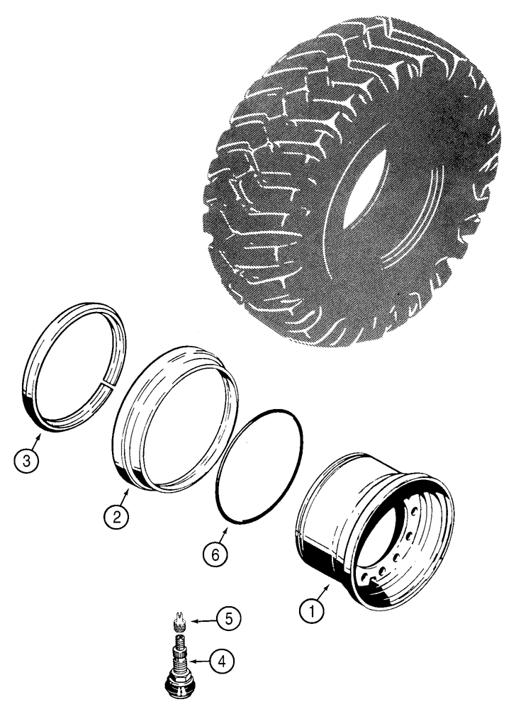 Схема запчастей Case 621D - (06-41) - WHEELS, FOR 20.5 X 25 TIRES - THREE PIECE WHEEL, (06) - POWER TRAIN