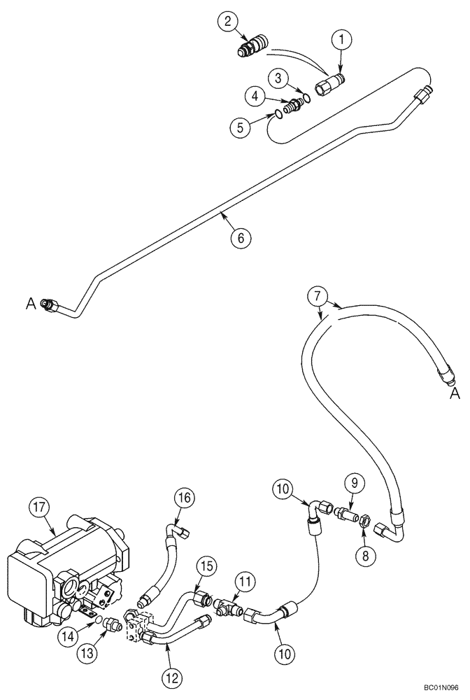 Схема запчастей Case 95XT - (08-14D) - HYDRAULICS, ATTACHMENT - HIGH FLOW, PISTON (08) - HYDRAULICS