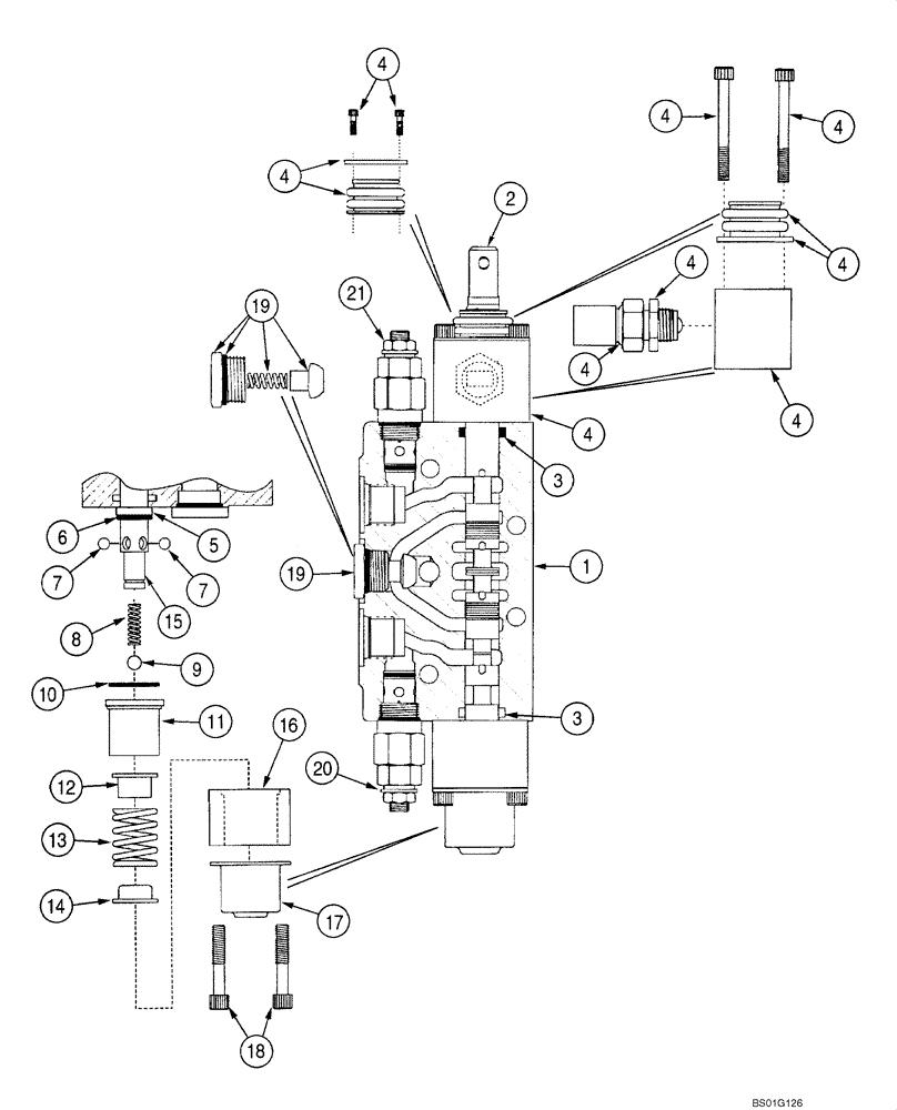 Схема запчастей Case 570MXT - (08-25) - VALVE SECTION - HITCH LIFT (08) - HYDRAULICS