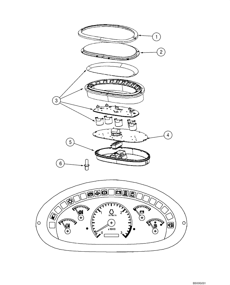 Схема запчастей Case 580SM - (04-13) - INSTRUMENT CLUSTER (04) - ELECTRICAL SYSTEMS