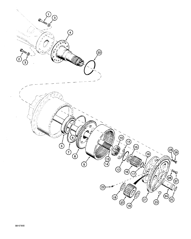 Схема запчастей Case 921 - (6-074) - FRONT AND REAR AXLE PLANETARY (06) - POWER TRAIN