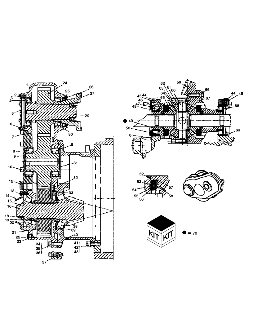 Схема запчастей Case 327B - (30A00000695[001]) - DIFFERENTIAL, FRONT AXLE (P.I.N HHD0327BN7PG5700 AND AFTER) (84180634) (11) - AXLES/WHEELS